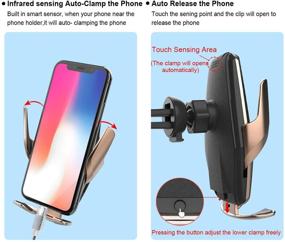 img 2 attached to 🚗 Yianerm Auto-Clamping Wireless Car Charger Mount: Fast Qi 15W/10W/7.5W Inductive Charging, Air Vent/Dashboard Phone Holder Compatible with iPhone/Samsung Galaxy