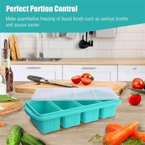 img 1 attached to 🧊 Large Silicone Freezing Tray with Lid | Ice Cube Tray | Non-stick Soup Freezer Container with 4 Compartments for Storing & Freezing Soups, Broths, Sauces and Liquid Diets | Oven & Dishwasher Safe