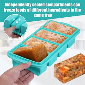 img 3 attached to 🧊 Large Silicone Freezing Tray with Lid | Ice Cube Tray | Non-stick Soup Freezer Container with 4 Compartments for Storing & Freezing Soups, Broths, Sauces and Liquid Diets | Oven & Dishwasher Safe