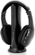 🎧 pyle home phpw5 stereo wireless over ear headphones: hi-fi headphone professional black monitor headset with 30m range, noise isolation padding, microphone - perfect for tv, computer, gaming console, ipod, and phone logo