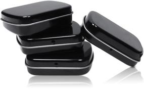 img 4 attached to 🖤 Portable Mini Skater Metal Hinged Lid Tin Containers – Small Empty Storage Box for Candies, Pills, Earrings, Jewelry Crafts – Set of 4 (Black)