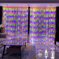 🎇 remote control curtain lights for bedroom, 9.8ft x 9.8ft 300 led multicolor window string lights, usb-powered waterproof fairy lights for christmas, wedding, party, bedroom decor, backdrop logo