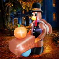 colorful 8ft inflatable turkey with pilgrim hat: perfect thanksgiving decoration for outdoor and indoor home, yard, lawn, parties, and holidays logo
