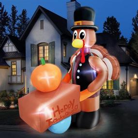 img 2 attached to Colorful 8Ft Inflatable Turkey with Pilgrim Hat: Perfect Thanksgiving Decoration for Outdoor and Indoor Home, Yard, Lawn, Parties, and Holidays