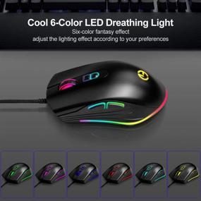 img 1 attached to 🖱️ Проводная RGB-подсветка мыши с регулируемым DPI, 7 кнопками, USB-мышь для офиса, дома, ноутбука, Windows ПК, настольного ПК, ноутбука - Черная