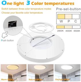 img 3 attached to 🔆 Versatile 12 Inch LED Flush Mount Ceiling Light Fixture with Adjustable 3 Color Lighting, Modern White Moon Design for Kitchen, Bedroom and More