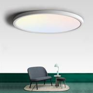 🔆 versatile 12 inch led flush mount ceiling light fixture with adjustable 3 color lighting, modern white moon design for kitchen, bedroom and more логотип