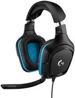 logitech g432 wired gaming headset with 7.1 surround sound, dts headphone:x 2.0, flip-to-mute mic for pc in black/blue leatherette logo