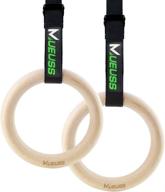 🤸 mueuss wooden gymnastic rings with adjustable straps - heavy duty fitness exercise rings for strength training, gymnastics, olympic workout логотип