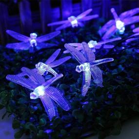 img 3 attached to DINOWIN Dragonfly Lights: 20FT/6M Solar String Lights with 30 LED & 8 Modes - Waterproof for Outdoor, Garden, Christmas Decorations (Blue)