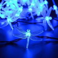 dinowin dragonfly lights: 20ft/6m solar string lights with 30 led & 8 modes - waterproof for outdoor, garden, christmas decorations (blue) logo