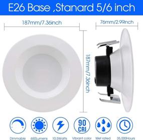 img 2 attached to 🔆 Energetic 12-Pack 5/6 Inch 5CCT LED Recessed Downlight with Baffle Trim, Wet-Rated, E26 Base, Screw-In, 10.5W Equivalent to 85W, Dimmable, Easy Retrofit Installation, Energy Star & ETL Listed