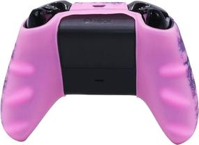 img 2 attached to 🎮 Pink Xbox One Controller Skins: RALAN Silicone Cover for Enhanced Protection with Pink Pro Thumb Grip x 2, Cat + Skull Cap & Cover Grip x 2 - Blue Butterfly Pink