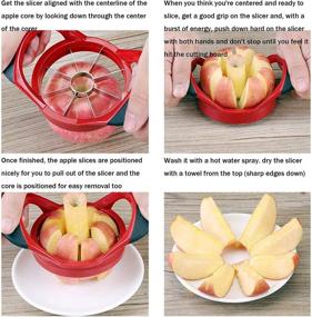 img 2 attached to 🍎 Ortarco Apple Corer Slicer Fruit Cutter Divider: 8 Blades, Non-Slip Handle, Stainless Steel, Kitchen Tool (Red)