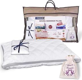 img 4 attached to 🌾 Premium Organic Buckwheat Pillow Gift-Set: Small 14” X 20” with Extra Pillowcase and Lavender Sachet - Quilted Cover, Beauty Sleep, 100% Plant-Based