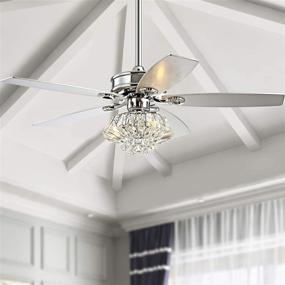 img 1 attached to 💎 Sparkle and Style: JONATHAN Y JYL9608A Glam Kate 3-Light Fandelier with Remote, Crystal Drum LED Ceiling Fan, 48", Chrome