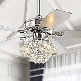 img 4 attached to 💎 Sparkle and Style: JONATHAN Y JYL9608A Glam Kate 3-Light Fandelier with Remote, Crystal Drum LED Ceiling Fan, 48", Chrome