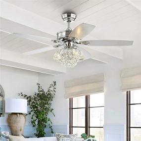 img 2 attached to 💎 Sparkle and Style: JONATHAN Y JYL9608A Glam Kate 3-Light Fandelier with Remote, Crystal Drum LED Ceiling Fan, 48", Chrome