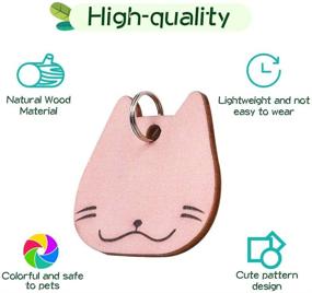 img 1 attached to 🐾 6-Piece Dog ID Tags - Cute Handwriting Wooden Pet Name Tags - Lightweight, Noise-Free Pendant in Kitty, Star, Paw, Flower, and House Shapes - Personalized Pet Charms for Dogs and Cats