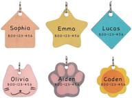 🐾 6-piece dog id tags - cute handwriting wooden pet name tags - lightweight, noise-free pendant in kitty, star, paw, flower, and house shapes - personalized pet charms for dogs and cats logo