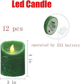 img 3 attached to Realistic And Bright Flameless Candle Dark Green Led Candle Flickering Moving Warm Light Textured Wax Finish 12 Pieces Candles(3&#34