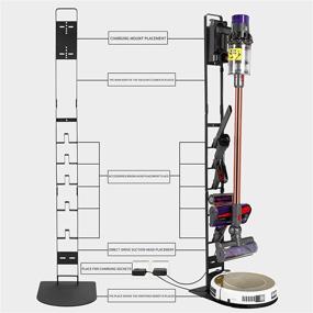 img 2 attached to 🧹 Wall-mounted Vacuum Cleaner Holder Stand for Dyson and Other Brands - Metal Bracket with Power Storage Hook (Black)