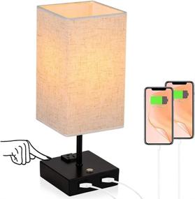 img 4 attached to Charging Exqusite Lampshade Nightstand Bedrooms