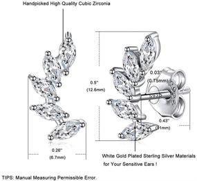 img 3 attached to 🌿 Stunning Sterling Silver Leaf Stud Earrings with Oval CZ - Perfect for Women and Girls!
