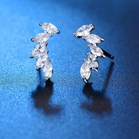 img 1 attached to 🌿 Stunning Sterling Silver Leaf Stud Earrings with Oval CZ - Perfect for Women and Girls!