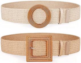 img 4 attached to Stylish Elastic Rattan Buckle Women's 👗 Dresses: Must-Have Accessories and Belts for Fashionable Women