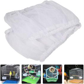 img 3 attached to 🐦 Enhance Bird Cage Cleanliness with UEETEK Pet Products Mesh Seed Catcher Net Cover Shell Skirt (White, Size S)