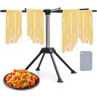 🍝 collapsible spaghetti drying rack - noodle stand with 4 bar handles for efficient pasta drying. spaghetti holder - fresh pasta rack with dough cutter and pasta drying stand (black) logo