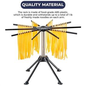 img 1 attached to 🍝 Collapsible Spaghetti Drying Rack - Noodle Stand with 4 Bar Handles for Efficient Pasta Drying. Spaghetti Holder - Fresh Pasta Rack with Dough Cutter and Pasta Drying Stand (Black)