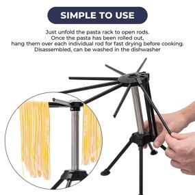 img 2 attached to 🍝 Collapsible Spaghetti Drying Rack - Noodle Stand with 4 Bar Handles for Efficient Pasta Drying. Spaghetti Holder - Fresh Pasta Rack with Dough Cutter and Pasta Drying Stand (Black)