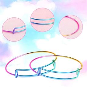 img 2 attached to 🌈 UPINS Expandable Bangle Bracelets Gradient Rainbow - Adjustable DIY Jewelry Making Wire Blank Bangles (Pack of 60)