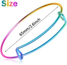 img 3 attached to 🌈 UPINS Expandable Bangle Bracelets Gradient Rainbow - Adjustable DIY Jewelry Making Wire Blank Bangles (Pack of 60)