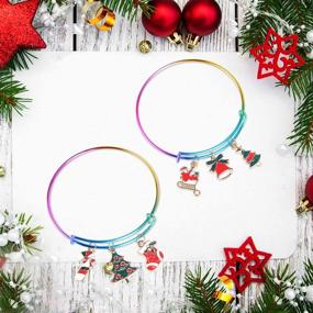 img 1 attached to 🌈 UPINS Expandable Bangle Bracelets Gradient Rainbow - Adjustable DIY Jewelry Making Wire Blank Bangles (Pack of 60)