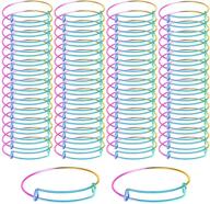 🌈 upins expandable bangle bracelets gradient rainbow - adjustable diy jewelry making wire blank bangles (pack of 60) logo