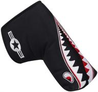 🦈 blade putter cover with magnetic closure - big teeth golf club headcover, shark putter cover for golf club protection - vintage black design for scotty cameron, odyssey, taylormade logo