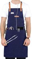 👨 befoy kitchen chef cotton canvas apron - professional barber shop and cooking cross back aprons with pockets for women and men (denim blue) логотип