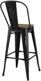 img 2 attached to 🪑 Modway Promenade Industrial Style Steel Bistro Bar Stool with Bamboo Seat - Sleek Black Design, Metal Side