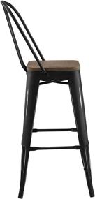 img 3 attached to 🪑 Modway Promenade Industrial Style Steel Bistro Bar Stool with Bamboo Seat - Sleek Black Design, Metal Side