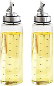 img 3 attached to 🍶 WLTEFUS 2 Pack Olive Oil Dispenser Bottles - Automatic Opening & Closing Oil Pots, 17 Ounce Cooking Oil Cruets in Lead-Free Glass - No Drip, Big Oil and Vinegar Dispensers for Kitchen