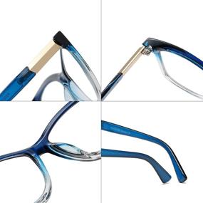 img 3 attached to 👓 Stylish Large Square Frame Reading Glasses for Women and Men - Bevi Anti Eyestrain Blue Light Blocking, Lightweight with Spring Hinge