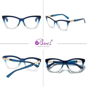 img 1 attached to 👓 Stylish Large Square Frame Reading Glasses for Women and Men - Bevi Anti Eyestrain Blue Light Blocking, Lightweight with Spring Hinge