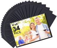 magnetic picture frames, 34 pack, holds 4 x 6 inches photos pictures, black magnetic photo frames with clear pocket for refrigerator, fridge, locker, office cabinet - tebik logo