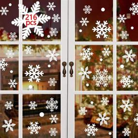 img 4 attached to ❄️ Yusongirl 216 pcs White Snowflakes Window Clings Decal Stickers - Christmas Winter Wonderland Decorations, Ornaments, and Party Supplies