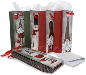 img 2 attached to 🎅 Gnome and Snowman Christmas Gift Bags with Tissue Paper (5" x 13.6" x 4", 12-Pack)