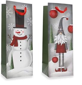 img 1 attached to 🎅 Gnome and Snowman Christmas Gift Bags with Tissue Paper (5" x 13.6" x 4", 12-Pack)