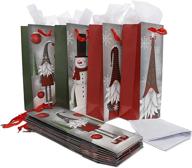 🎅 gnome and snowman christmas gift bags with tissue paper (5" x 13.6" x 4", 12-pack) logo